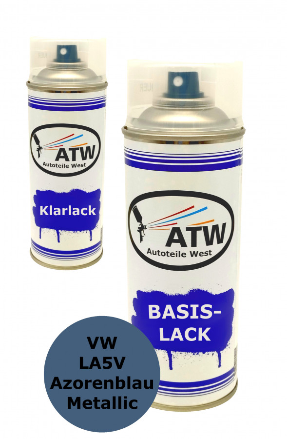 Autolack für VW LA5V Azorenblau Metallic+400ml Klarlack Set